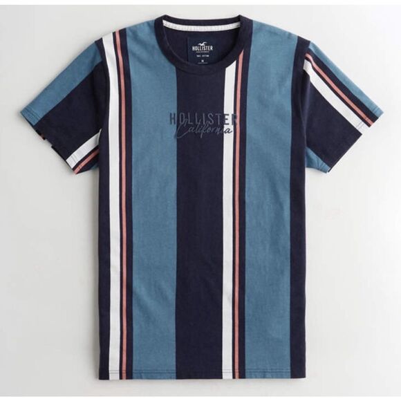 Hollister Other - Hollister Striped Embroidered Graphic Short Sleeved Men’s T-Shirt Size Large
